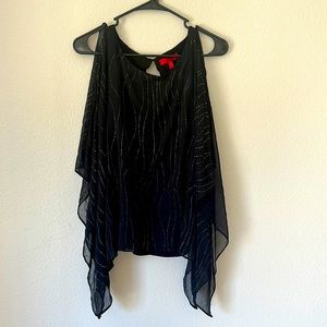 Fancy black shirt. Jennifer Lopez. Size L.G. sleeves are open refer to pics